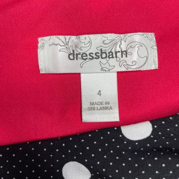 Dress Barn Vintage Black White Polka Dot Ruched Waist Cap Sleeve Midi Dress Sz 4 - Picture 10 of 13